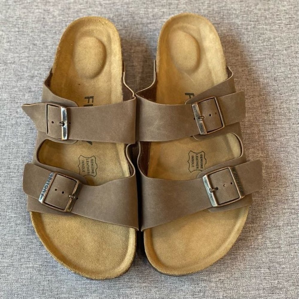 FITORY Men's Sandals, Arch Support Slides w/Adjustable Buckle Straps Size 10